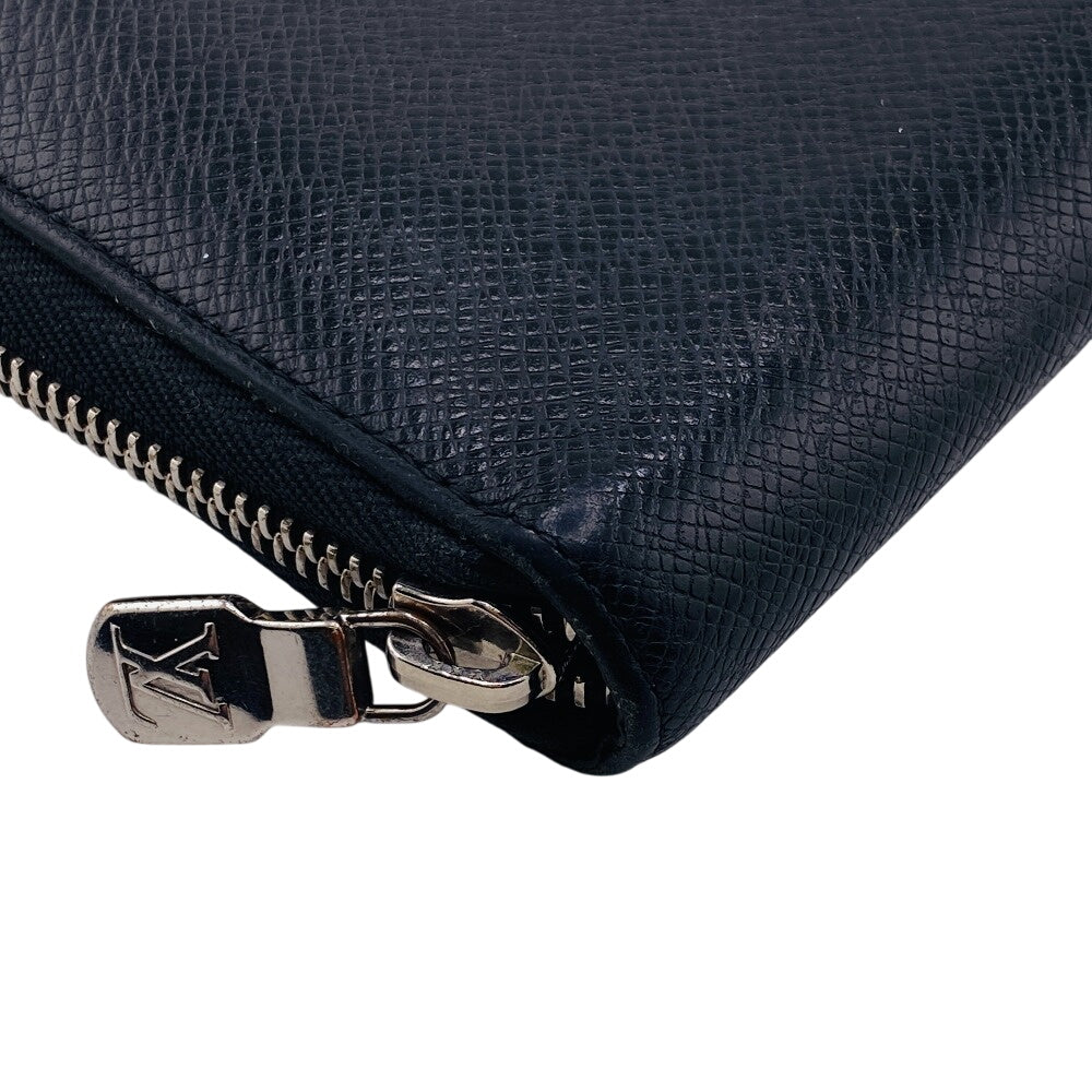 Louis Vuitton Long Purse M30056 Taiga Zippy Leather Black Wallet Case Z0009726
