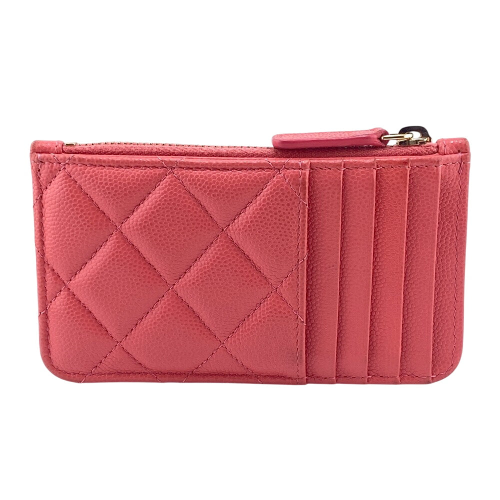 Chanel Card Caviar skin Fragment COCO Mark Pink Wallet Case