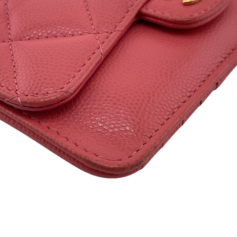 Chanel Card Caviar skin Fragment COCO Mark Pink Wallet Case