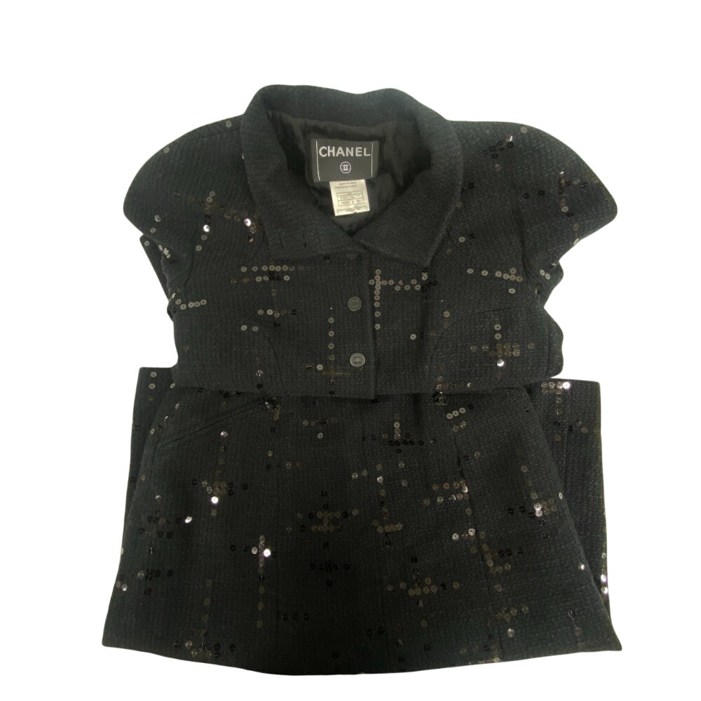 Chanel setup cotton setup Sequin 38 Black Handbag