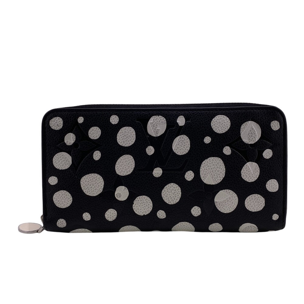 Louis Vuitton Long Purse M81906 Yayoi Kusama Monogram Leather Black Wallet Case