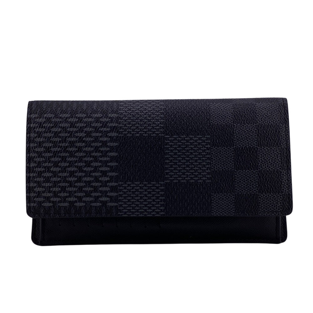 Louis Vuitton Long Purse N60436 Portefeuille Damier Leather Black Wallet Case