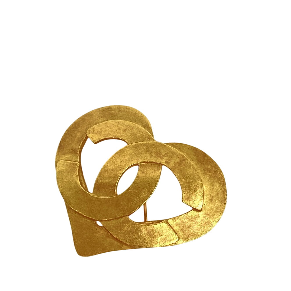 Chanel Brooch Plated COCO Mark Heart Gold Handbag