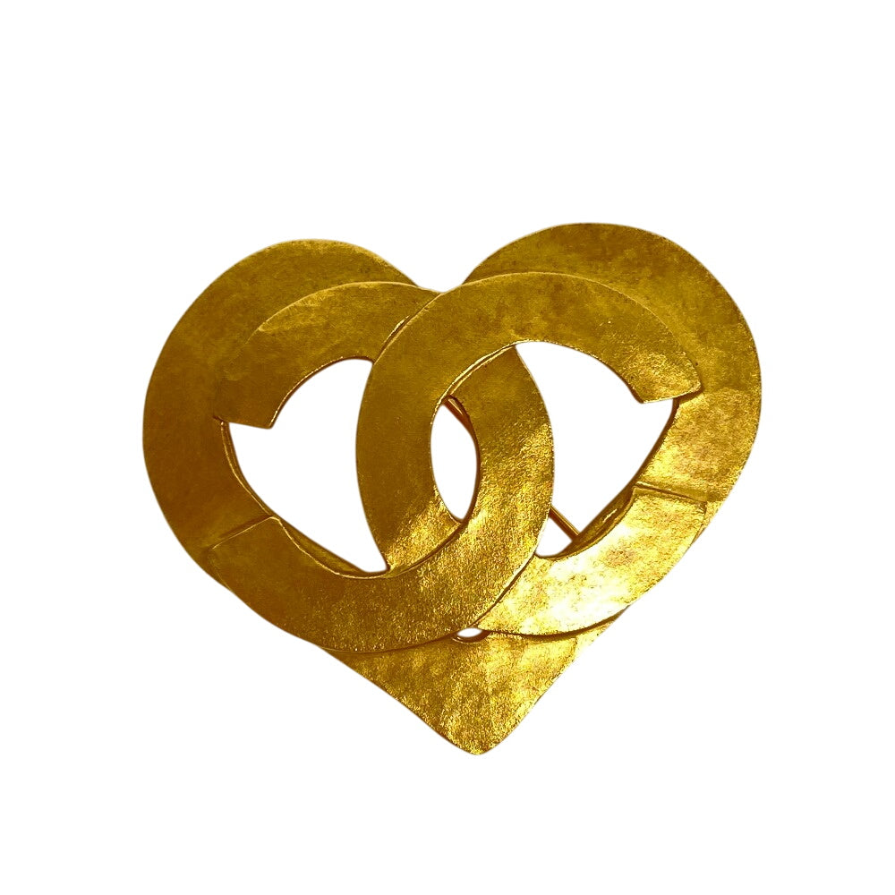 Chanel Brooch Plated COCO Mark Heart Gold Handbag
