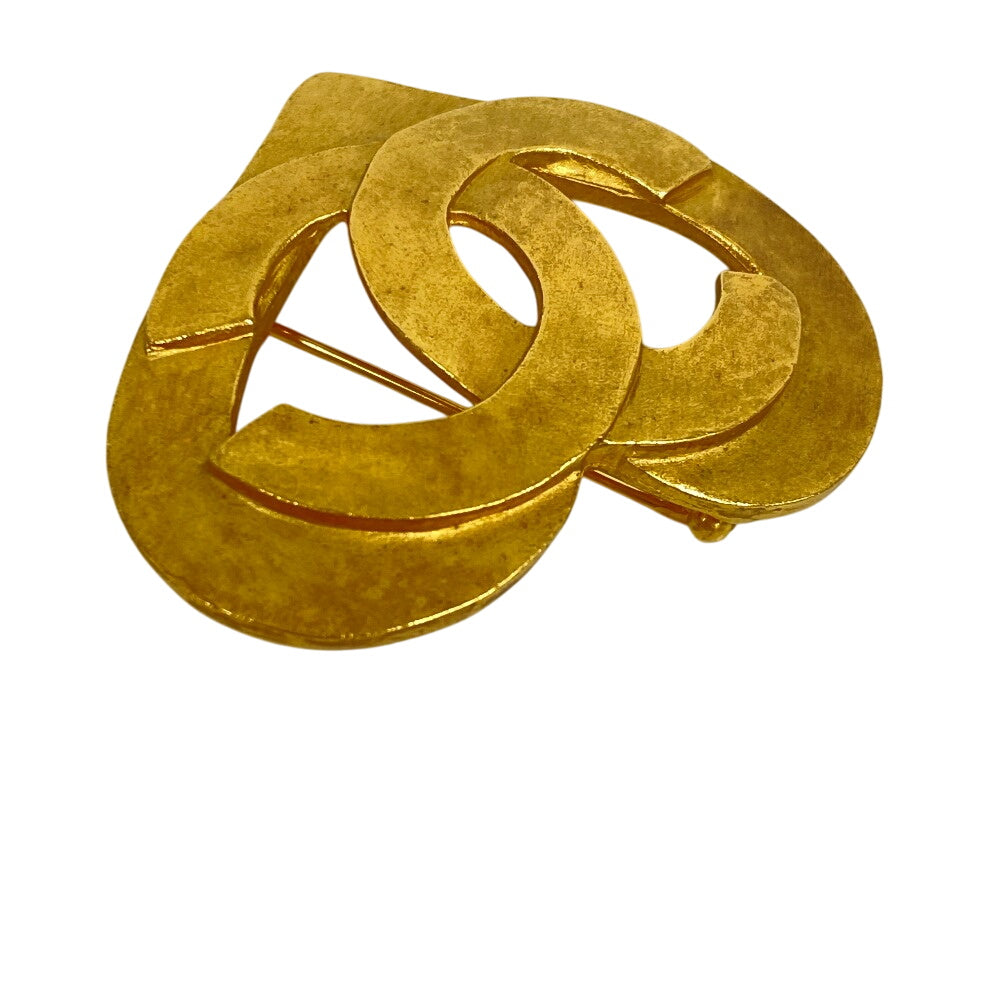 Chanel Brooch Plated COCO Mark Heart Gold Handbag
