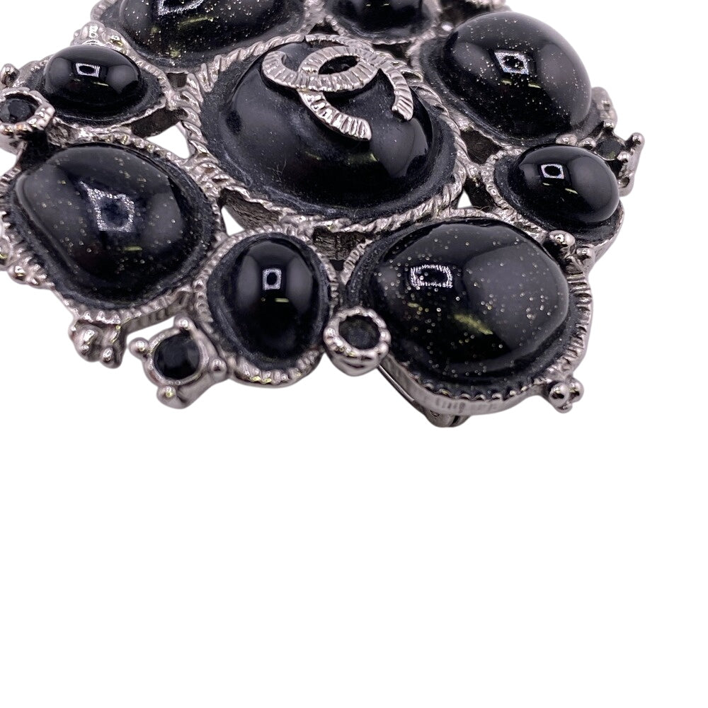 Chanel Brooch C00V Resin COCO Mark rhinestone Black Handbag