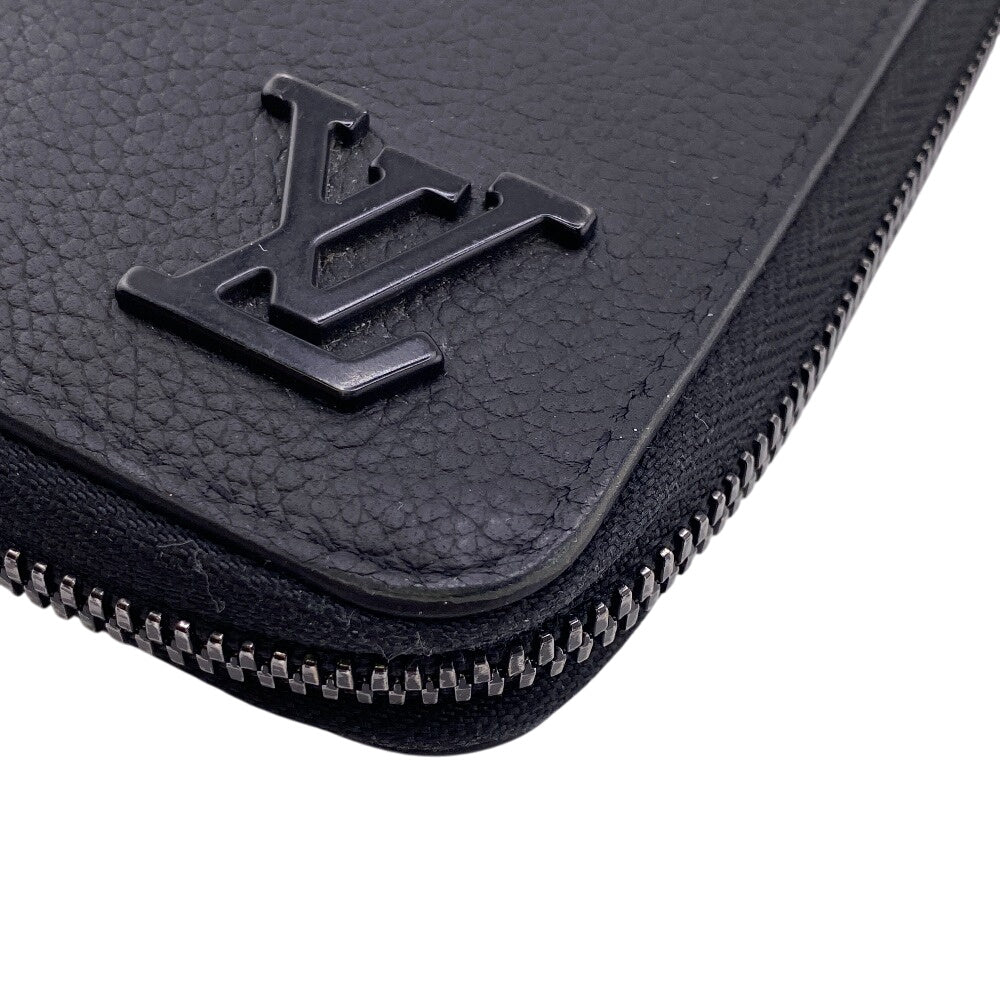Louis Vuitton Long Purse M81743 Aerogram Zippy Leather Black Wallet Case