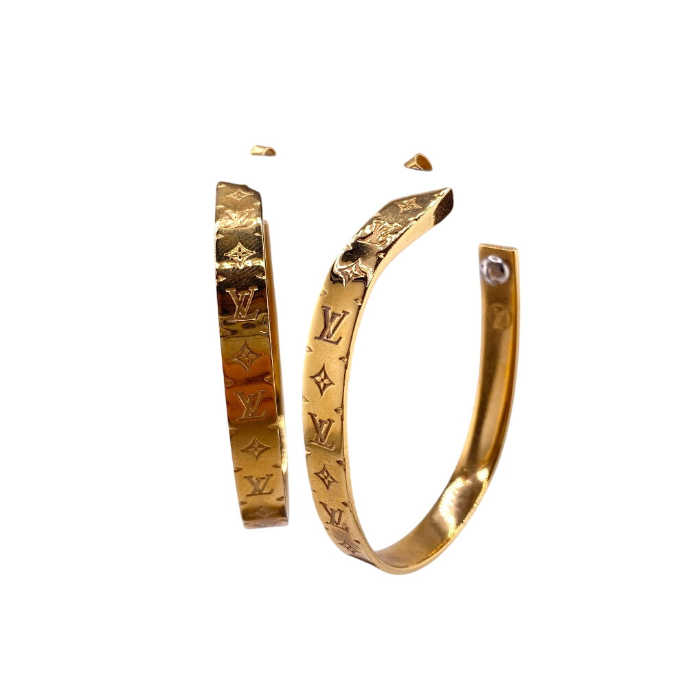 Louis Vuitton M00220 Plated Hoop Monogram Gold Jewelry