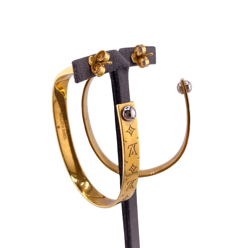 Louis Vuitton M00220 Plated Hoop Monogram Gold Jewelry