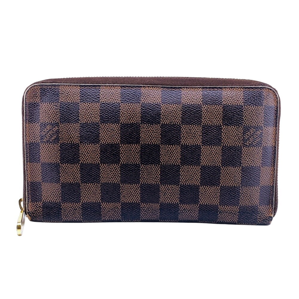 Louis Vuitton Long Purse N60003 Zip Around Leather Brown Wallet Case