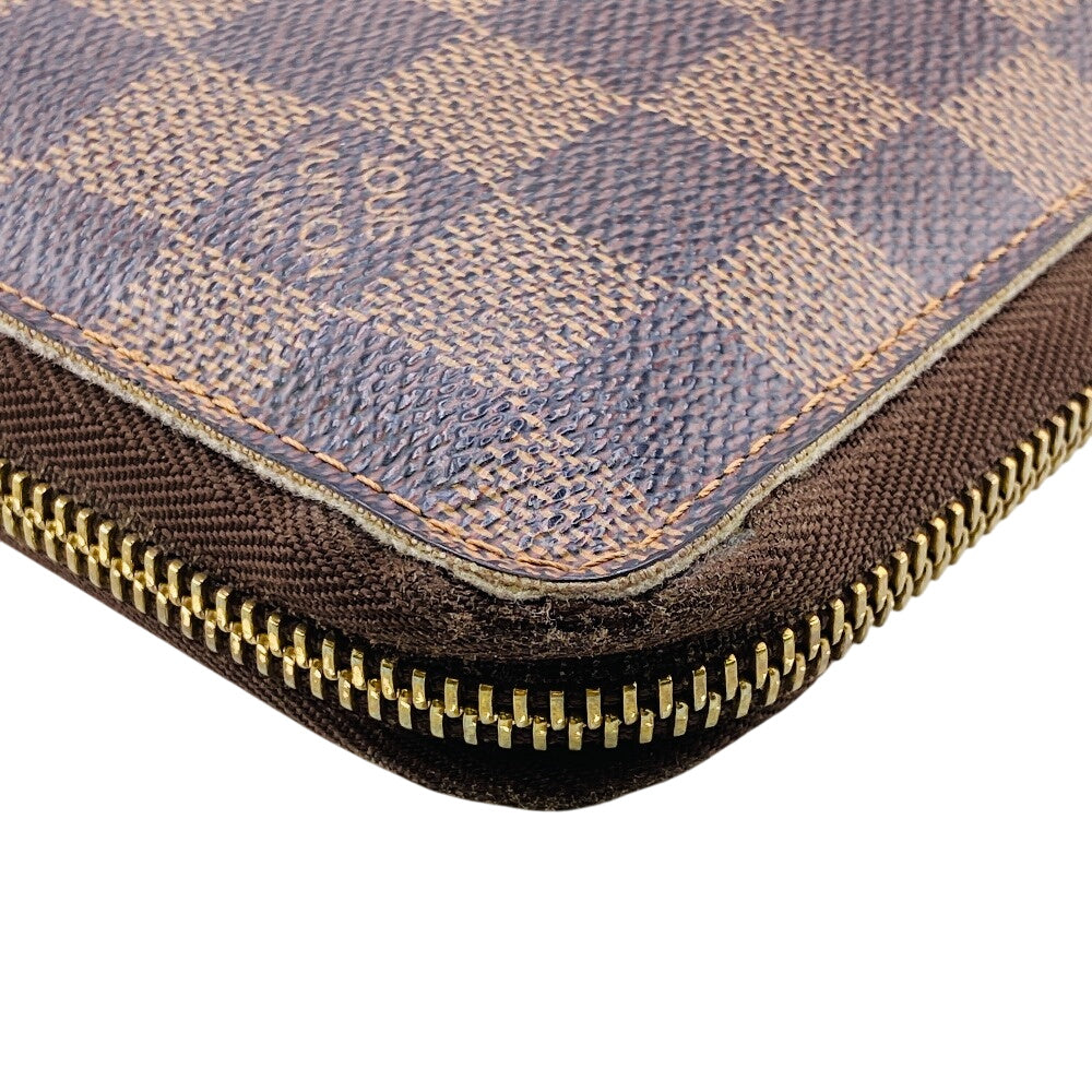 Louis Vuitton Long Purse N60003 Zip Around Leather Brown Wallet Case