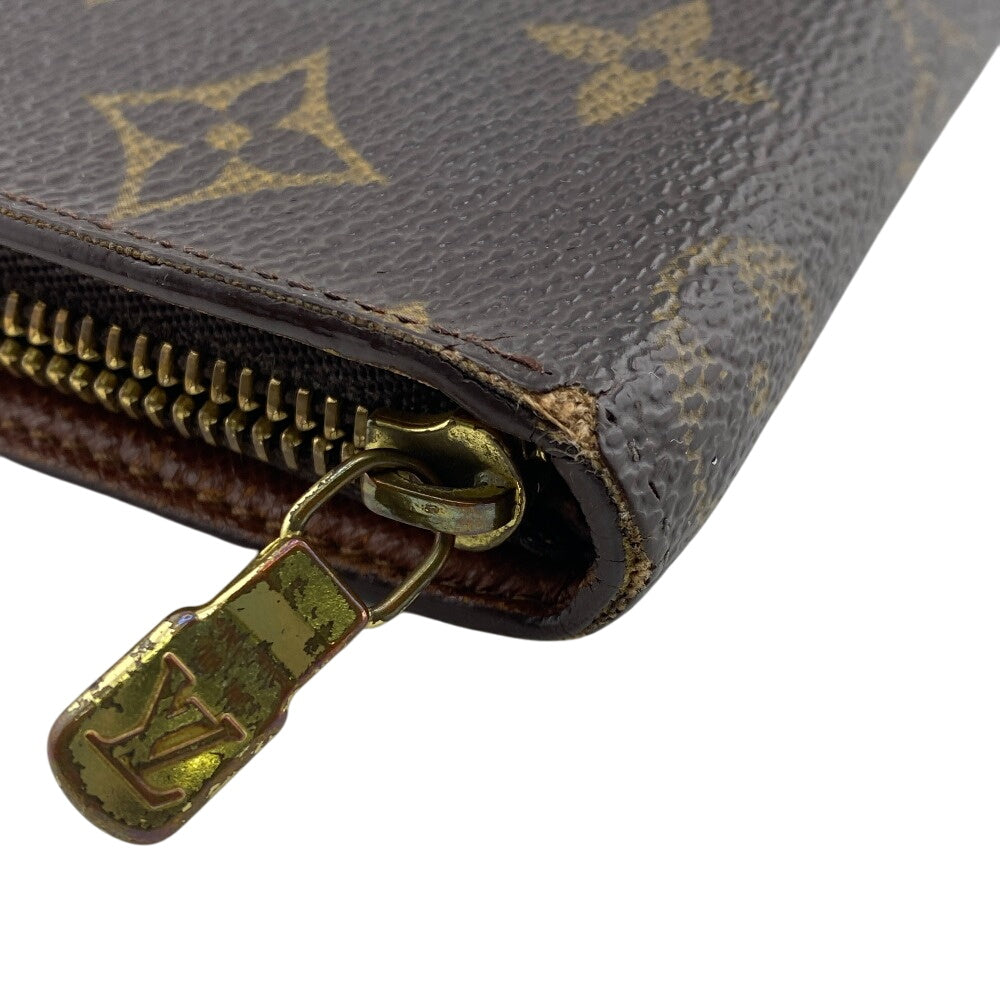 Louis Vuitton Long Purse M61727 Zip Around Monogram Leather Brown Wallet Case