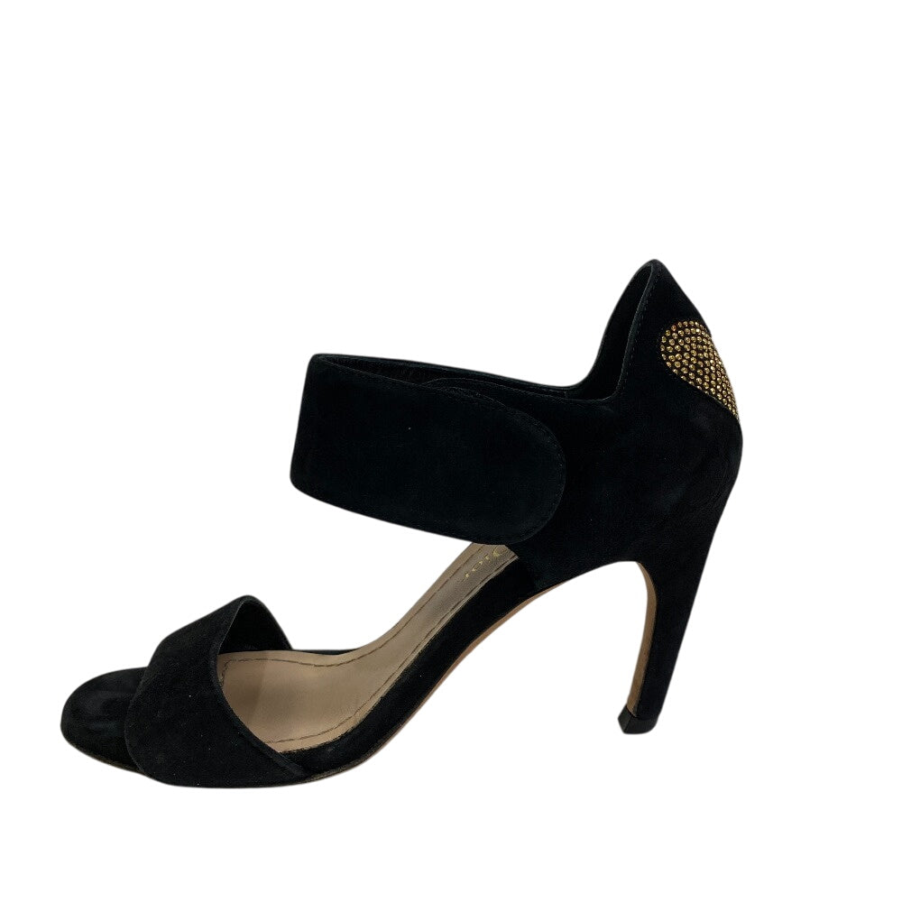 Dior Pumps Calfskin, Velvet Rhinestone Heart Studs Women Suede Black Shoes