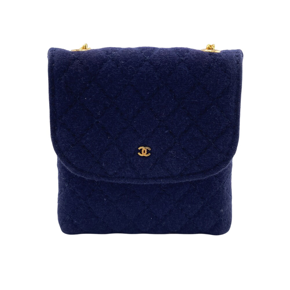 Chanel cotton Navy Chained Matrasse Mini Bag