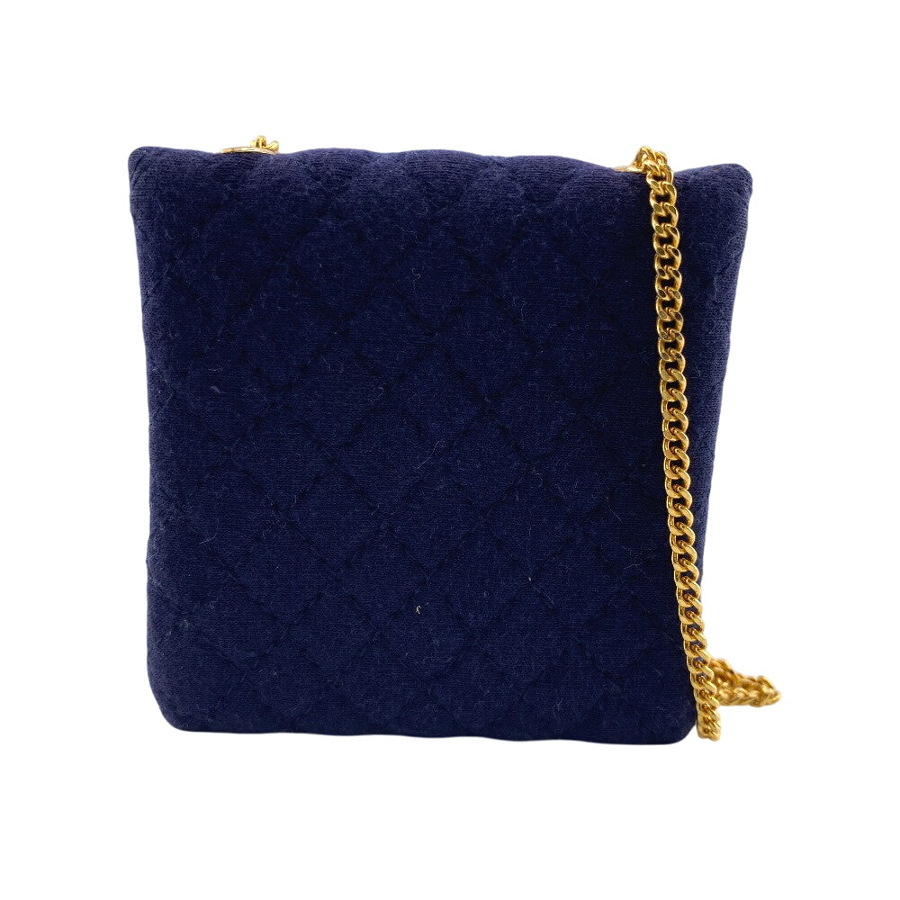 Chanel cotton Navy Chained Matrasse Mini Bag