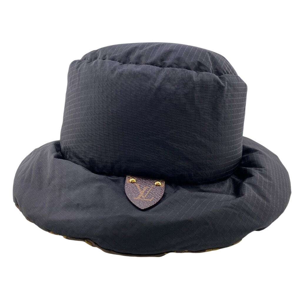 Louis Vuitton M77024 Bob Pillow Bucket S Monogram Leather Nylon Black Hat