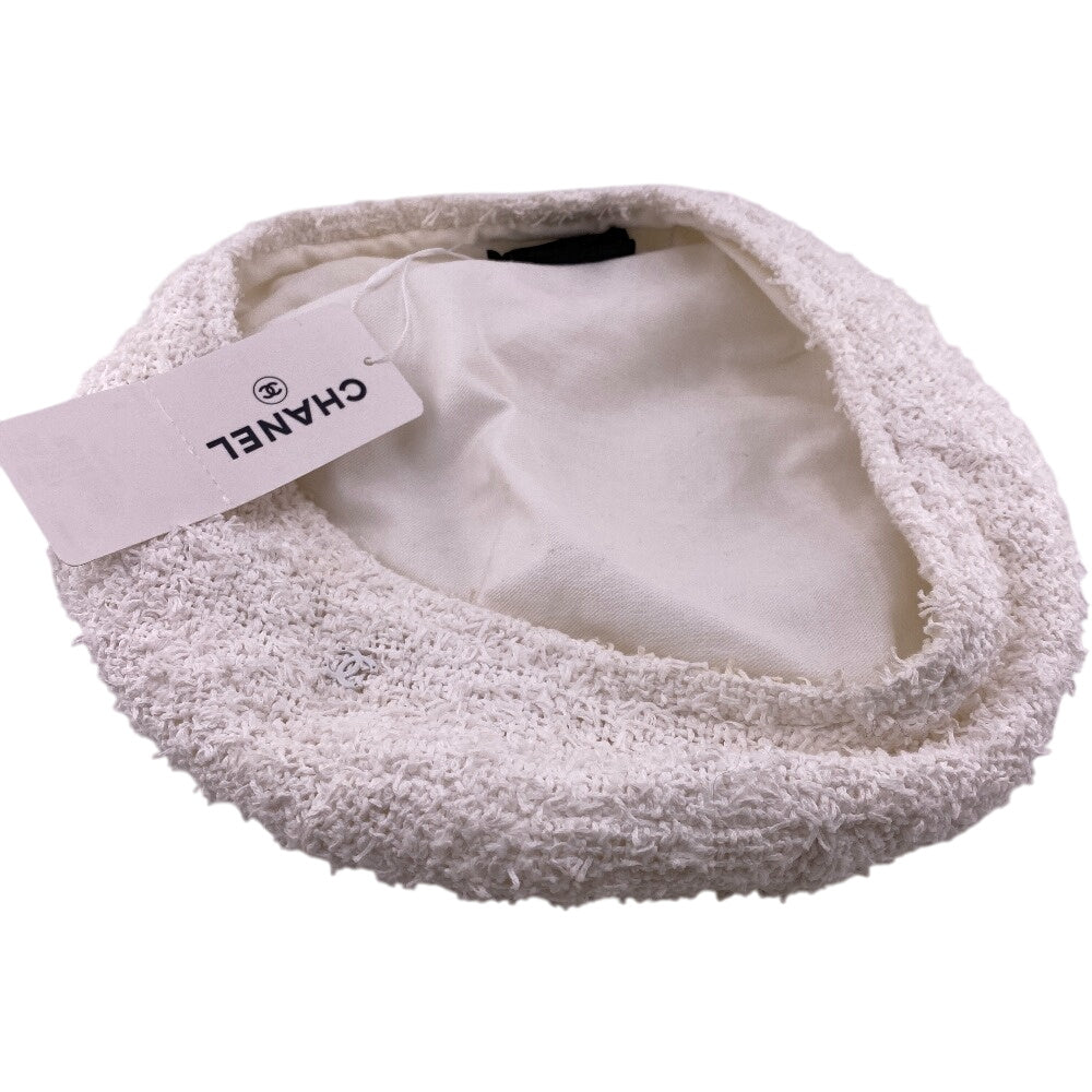 Chanel beret cotton COCO Mark M White Handbag