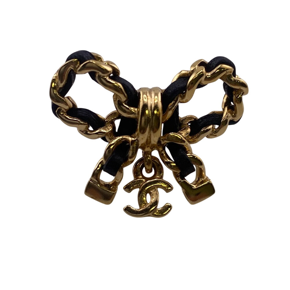 Chanel Pierce Plated COCO Mark Ribbon Gold Jewelry