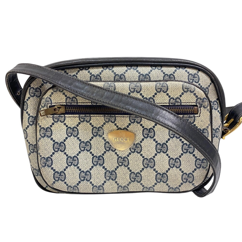 Gucci PVC, Old GG Unisex Leather Navy Logo Shoulder Bag