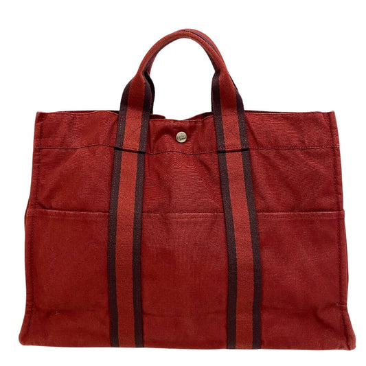 Hermes Tote Bag Cotton Handbag Shoulder Bag Fool Canvas Red