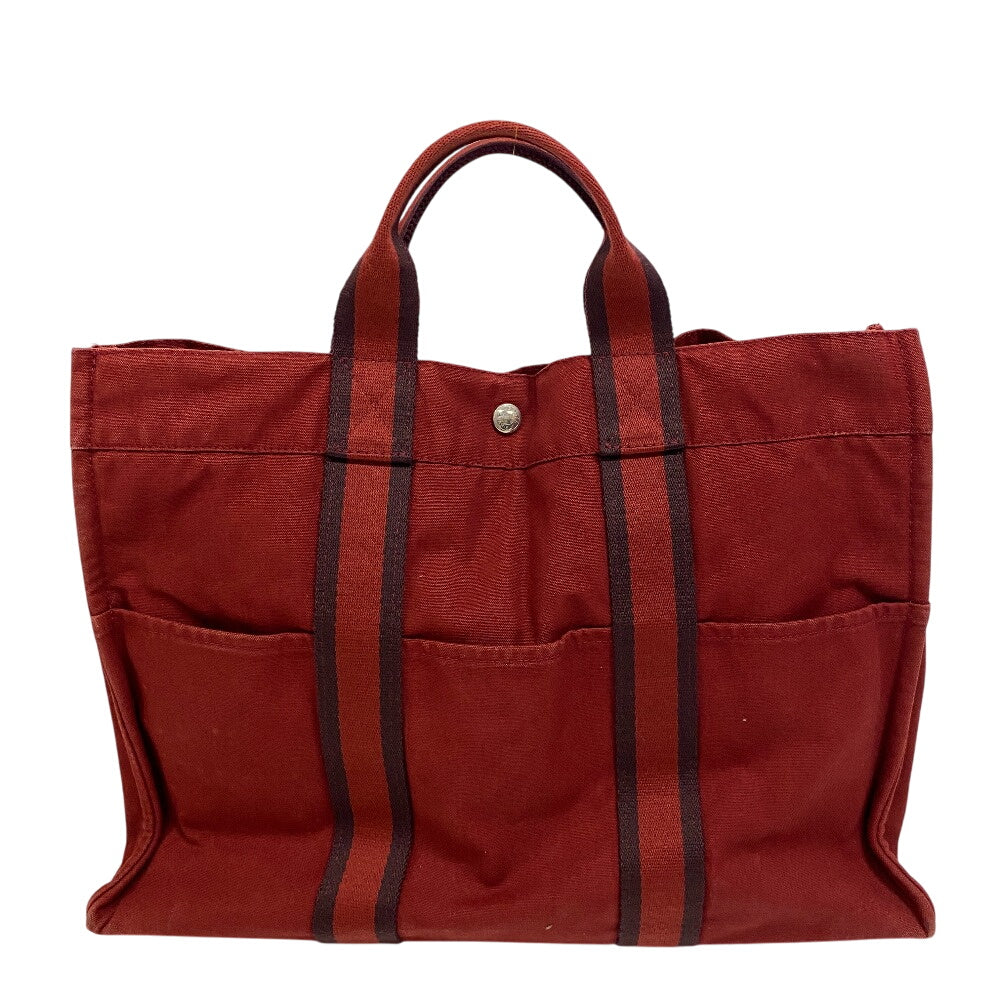 Hermes Tote Bag Cotton Handbag Shoulder Bag Fool Canvas Red