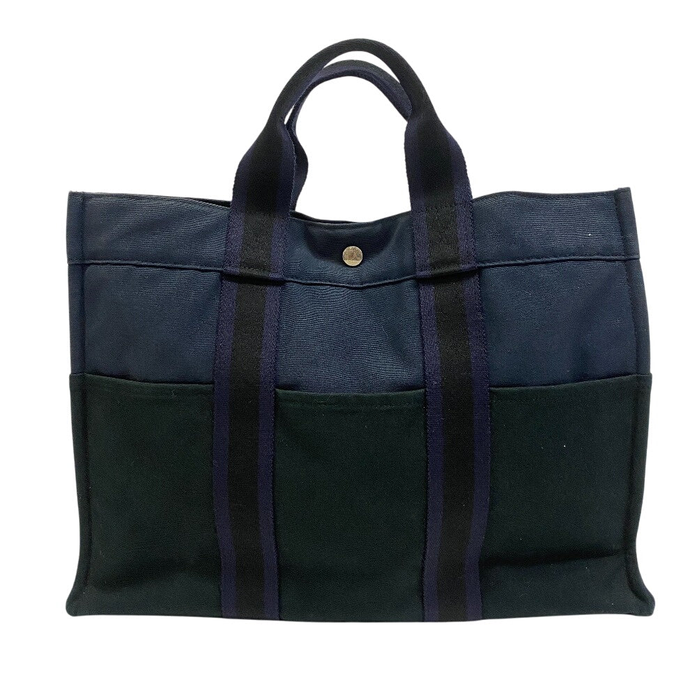 Hermes Handbag By Color Fool Toe Tote Mm Women Leather Canvas Navy Tote Bag