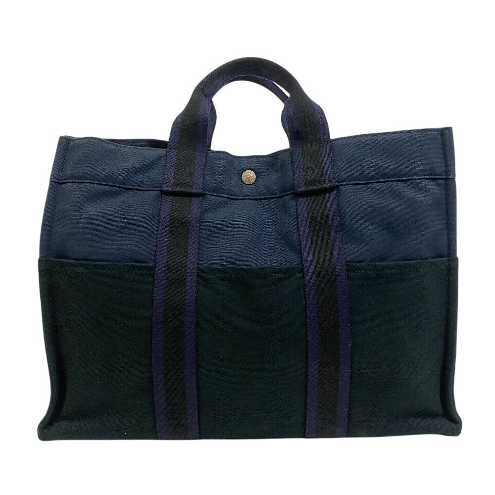 Hermes Handbag By Color Fool Toe Tote Mm Women Leather Canvas Navy Tote Bag