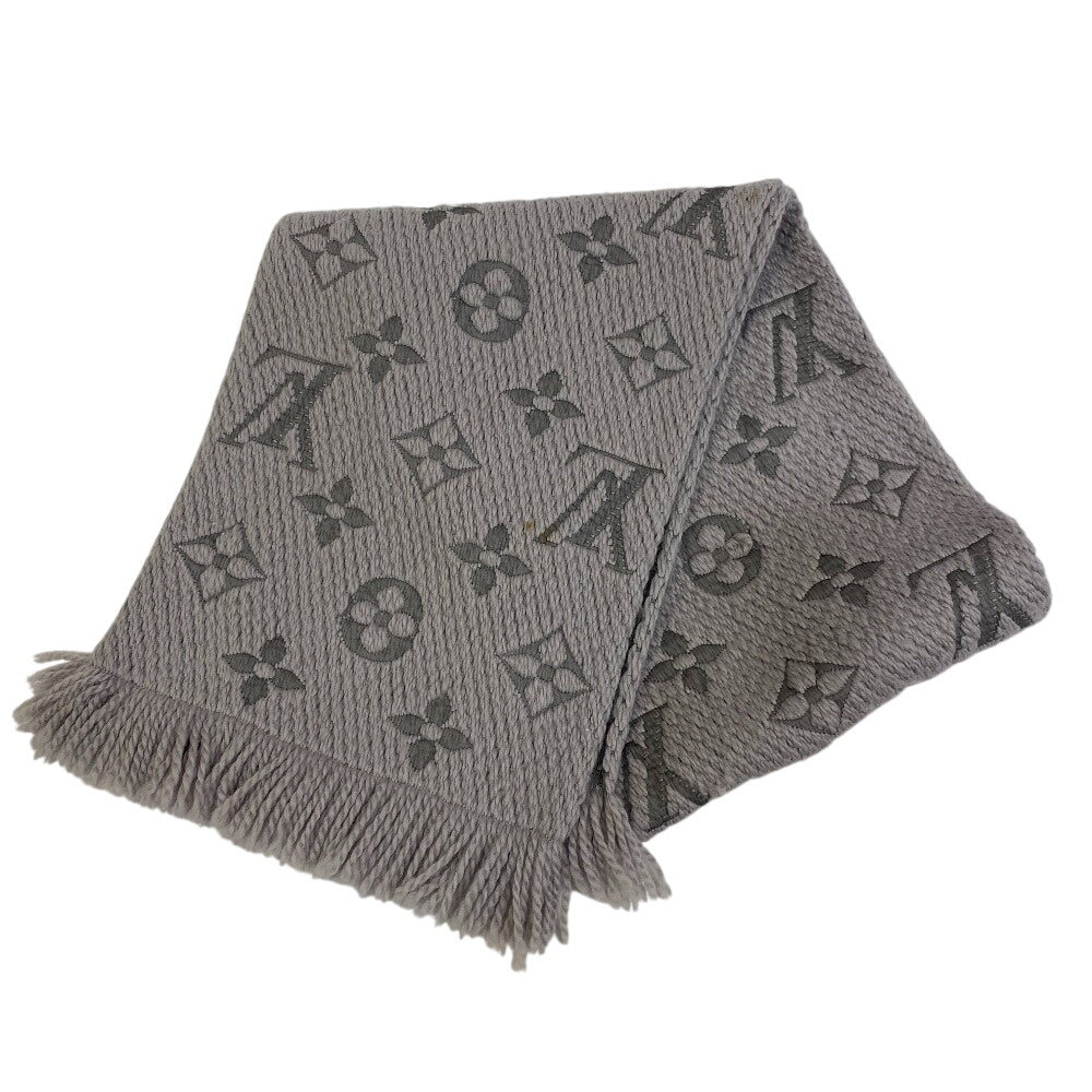 Louis Vuitton Scarf M74742 Silk Escalp mania Wool Gray Logo