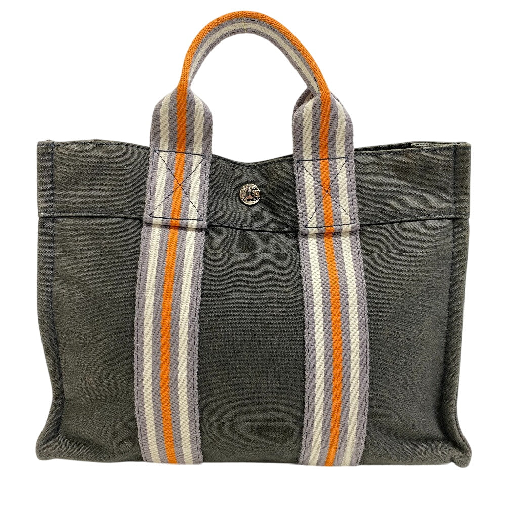 Hermes Tote Bag Khaki Ginza Limited Fool Toepm Women Canvas