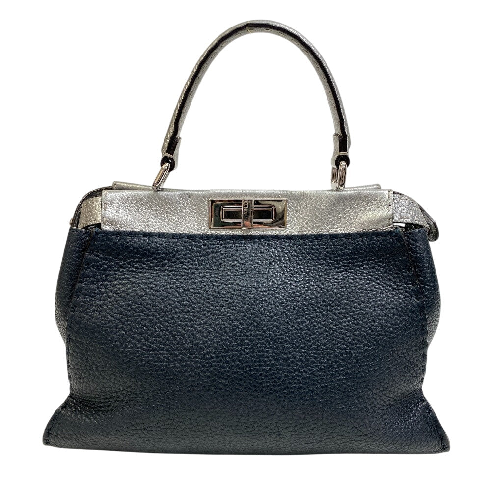 Fendi Handbag 8Bn290 Ginza Limited Peekaboo Women Leather Navy Medium Travel Bag