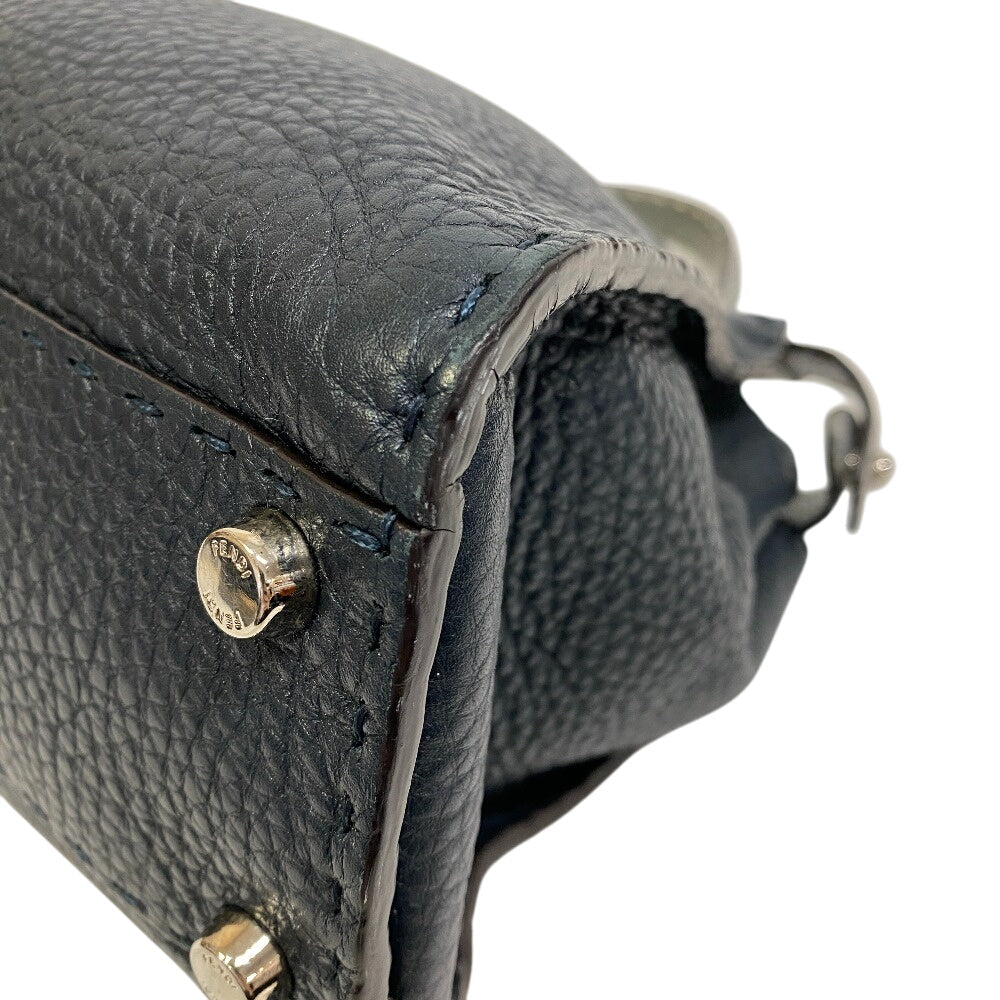 Fendi Handbag 8Bn290 Ginza Limited Peekaboo Women Leather Navy Medium Travel Bag