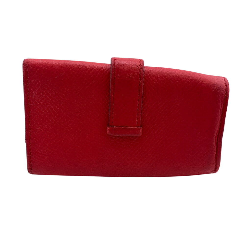 Key Case Key Holder Trifold Bean Key Leather Red Travel Bag