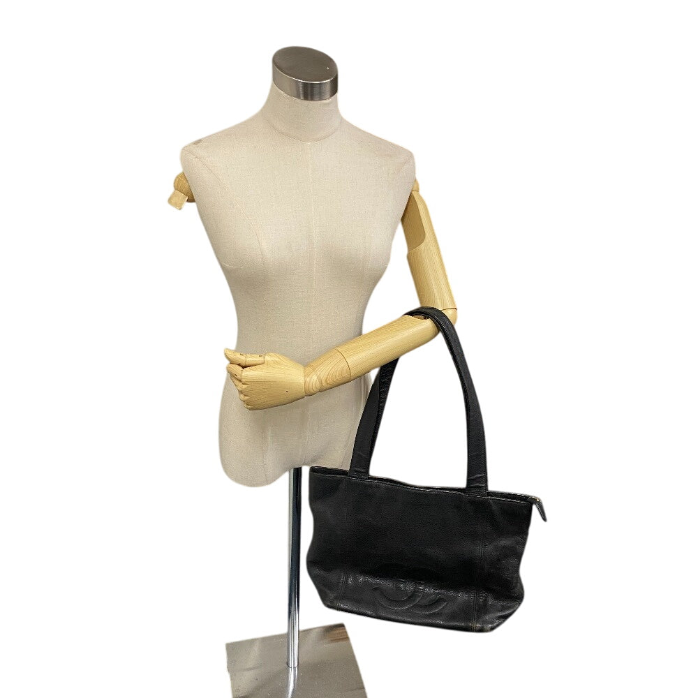 Chanel Caviar skin COCO Mark Black Tote Bag 2