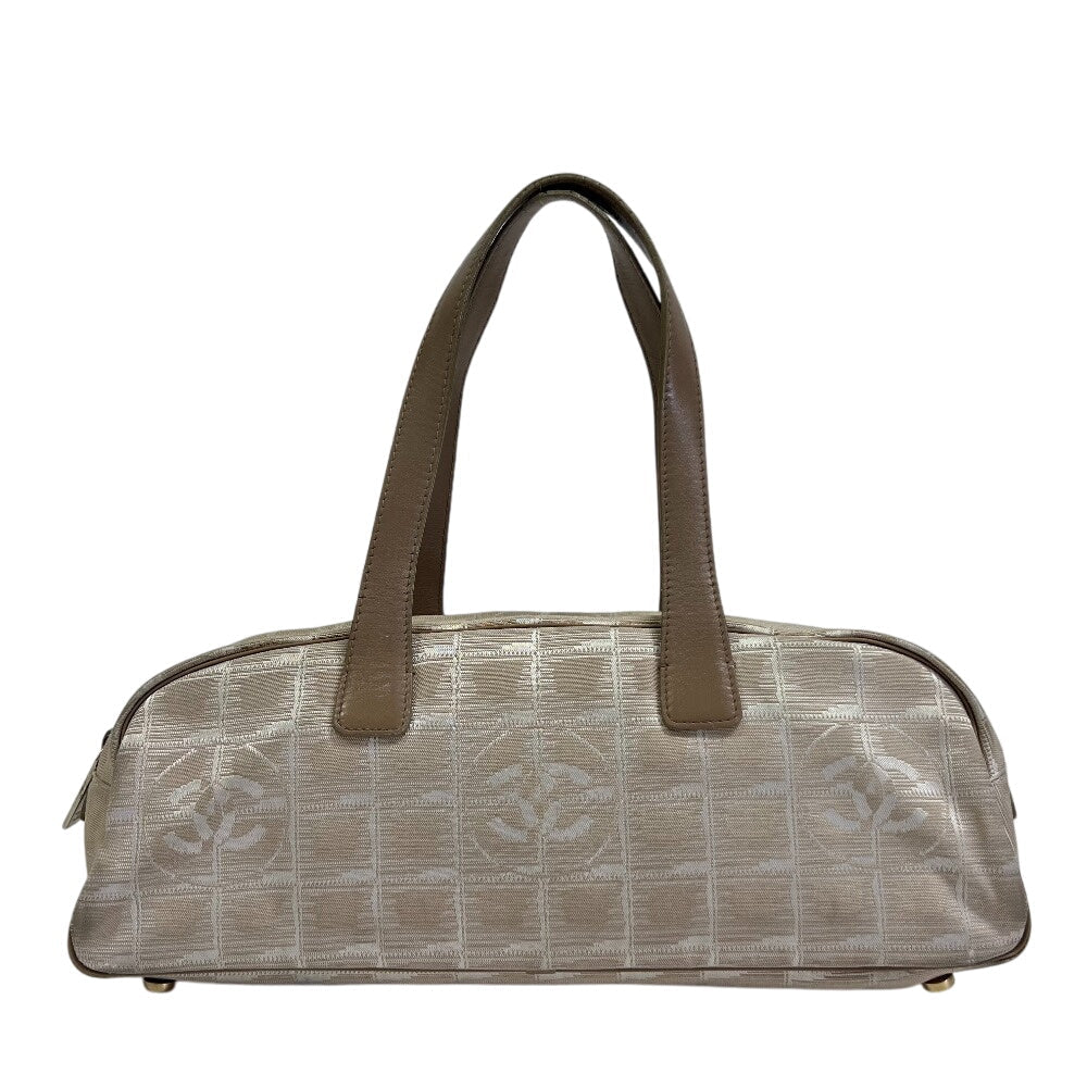Chanel Nylon New Boston Beige Leather Travel Bag