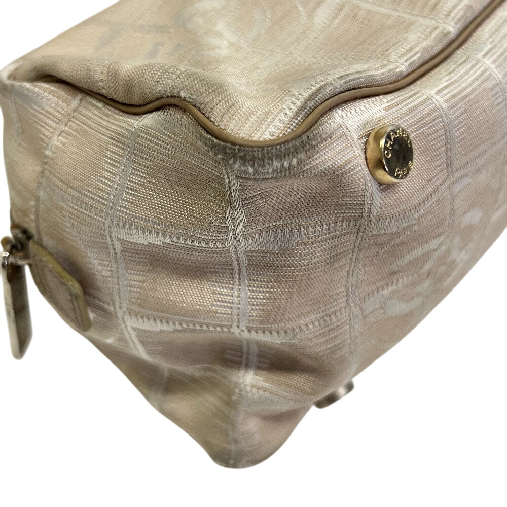 Chanel Nylon New Boston Beige Leather Travel Bag