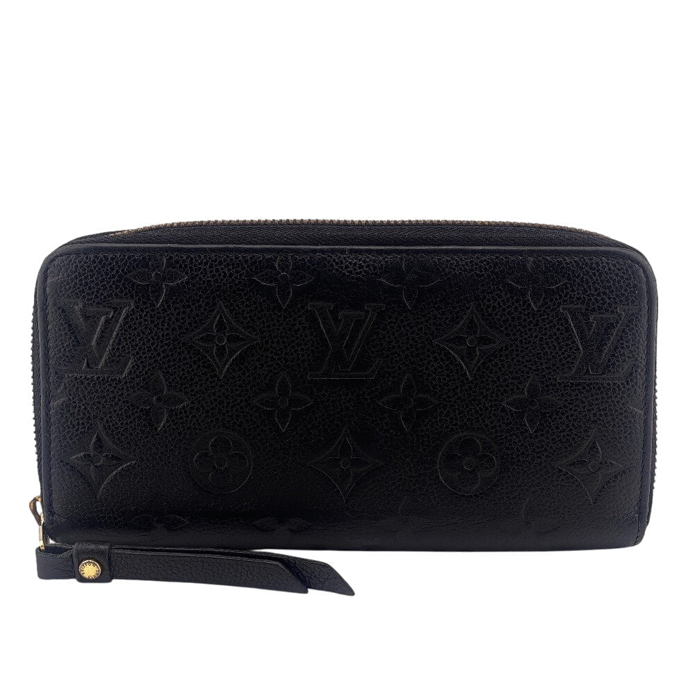 Louis Vuitton Long Purse M61864 Zip Around Monogram Leather Black Wallet Case