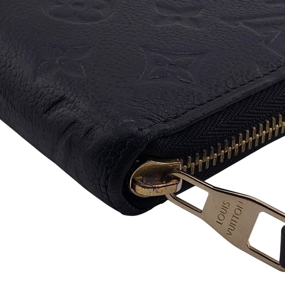 Louis Vuitton Long Purse M61864 Zip Around Monogram Leather Black Wallet Case