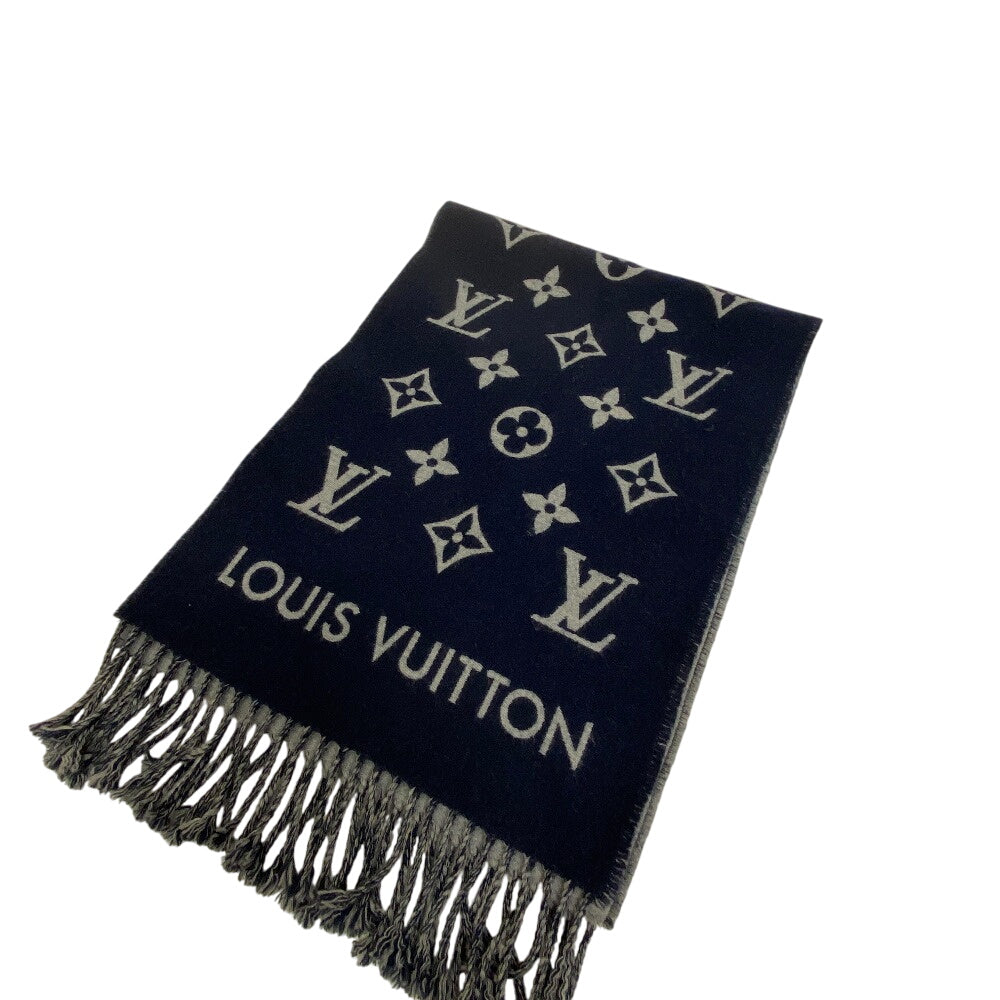Louis Vuitton Scarf M79130 All About Monogram Wool Navy Apparel