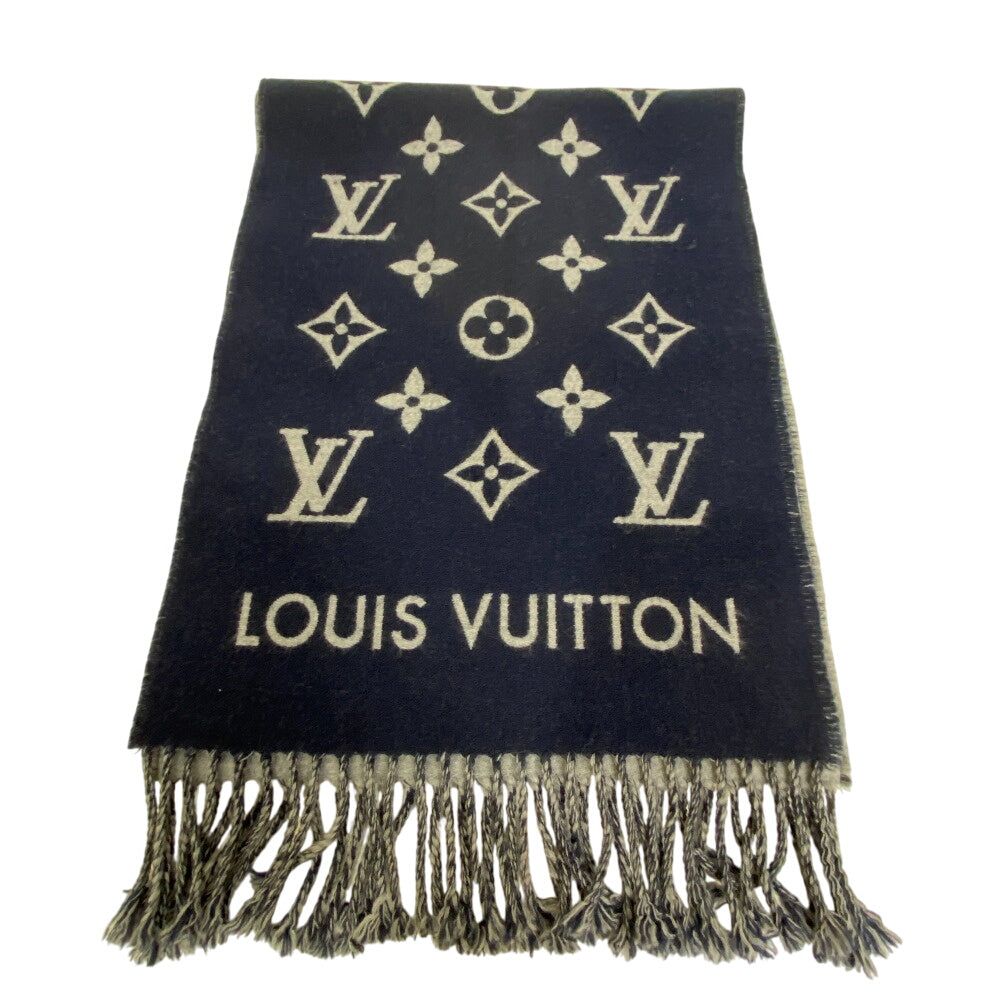 Louis Vuitton Scarf M79130 All About Monogram Wool Navy Apparel