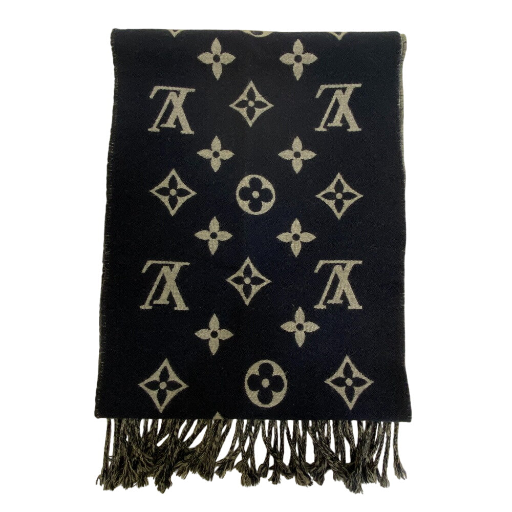 Louis Vuitton Scarf M79130 All About Monogram Wool Navy Apparel