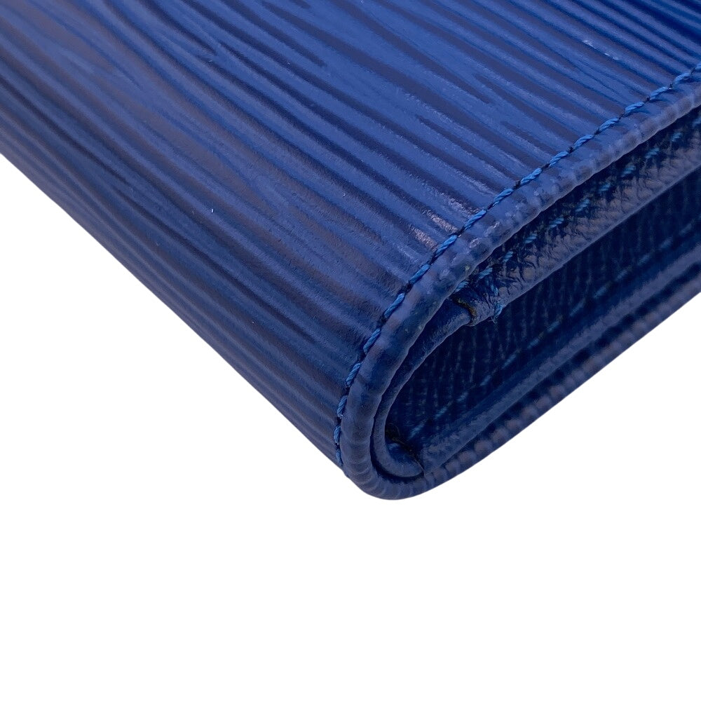 Louis Vuitton Tri-fold M63715 Tri-fold Epi Porte Leather Blue Wallet Case