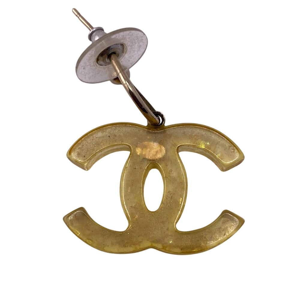Chanel Pierce plastic yellow Clear Glitter 06P Jewelry