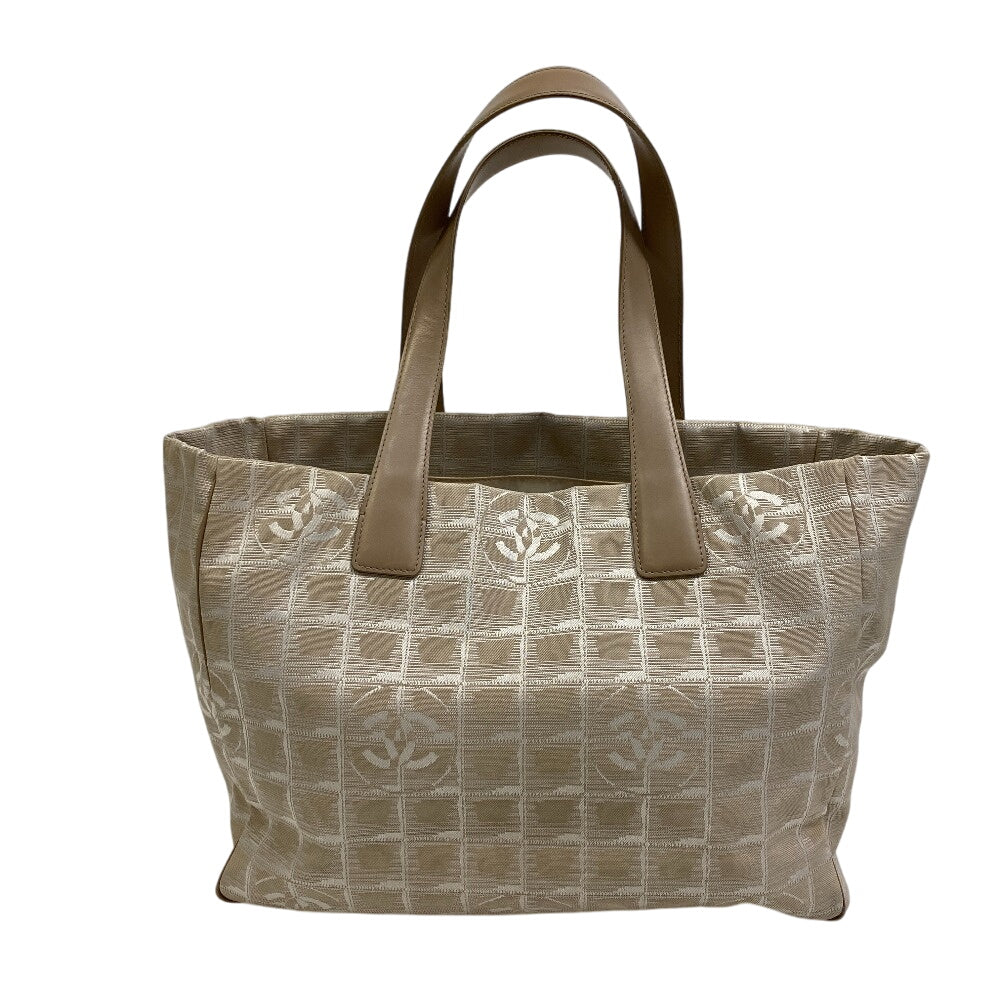 Chanel New Line Beige MM Canvas Leather Travel Bag