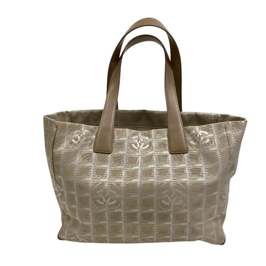 Chanel New Line Beige MM Canvas Leather Travel Bag