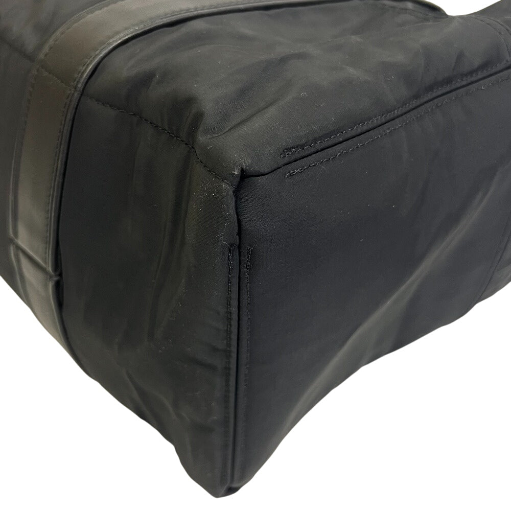 Hermes Tote Bag Akapu Luco Leather Nylon Black