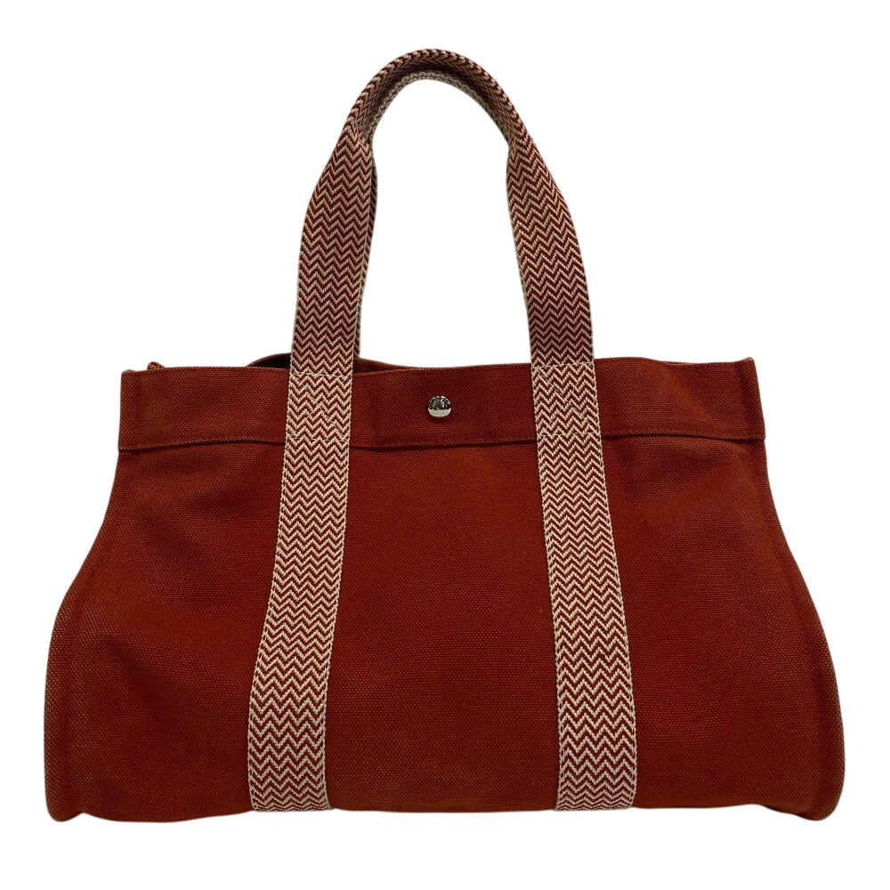 Hermes Tote Bag Cotton Cannes Mm Women Canvas Orange