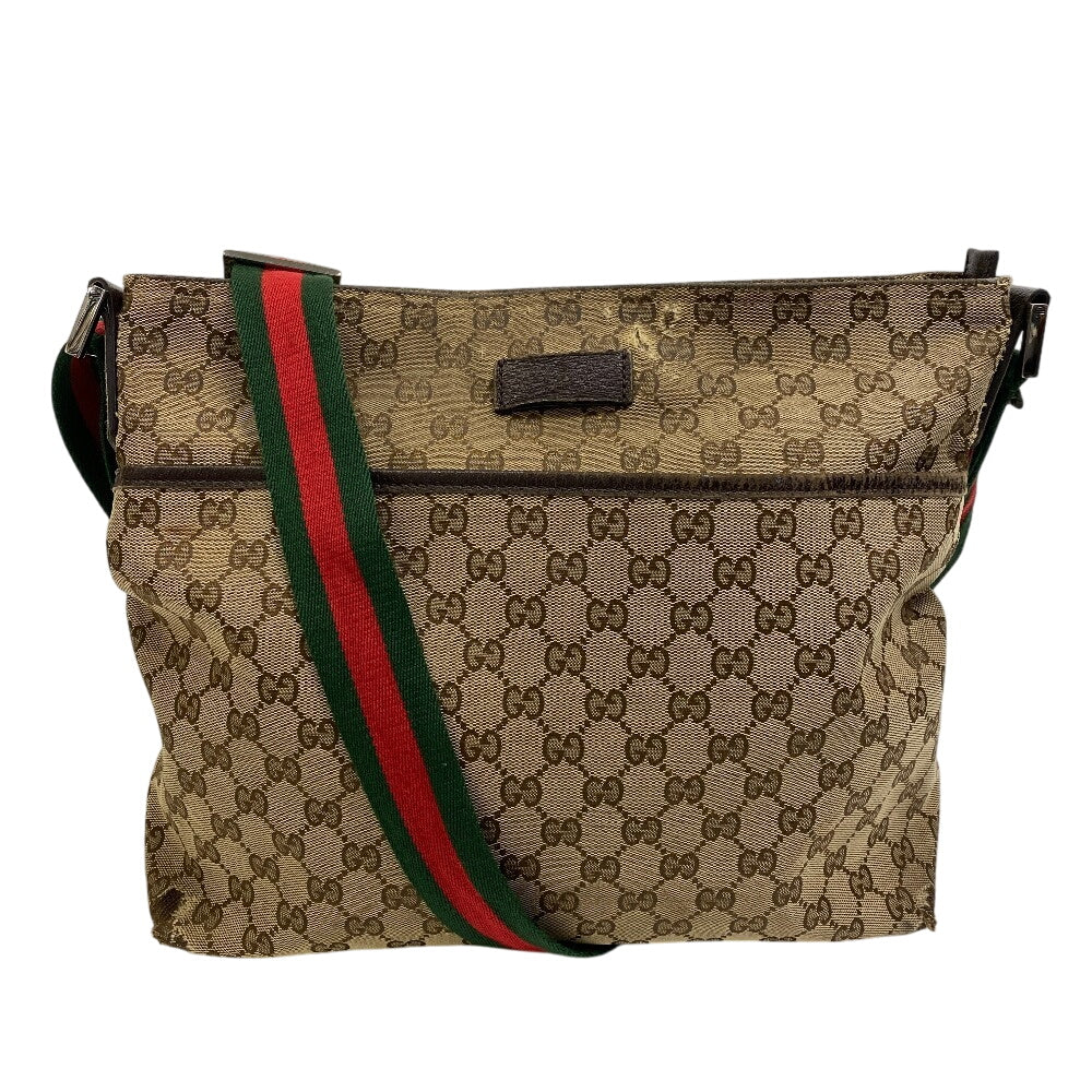 Gucci GG , GG Leather Canvas Beige Shoulder Bag