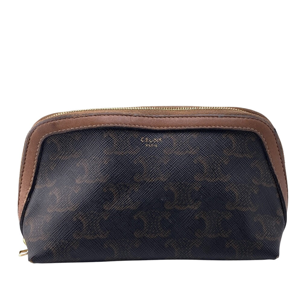 Pouch Macadam Pattern Women Handbag Leather Brown Travel Bag