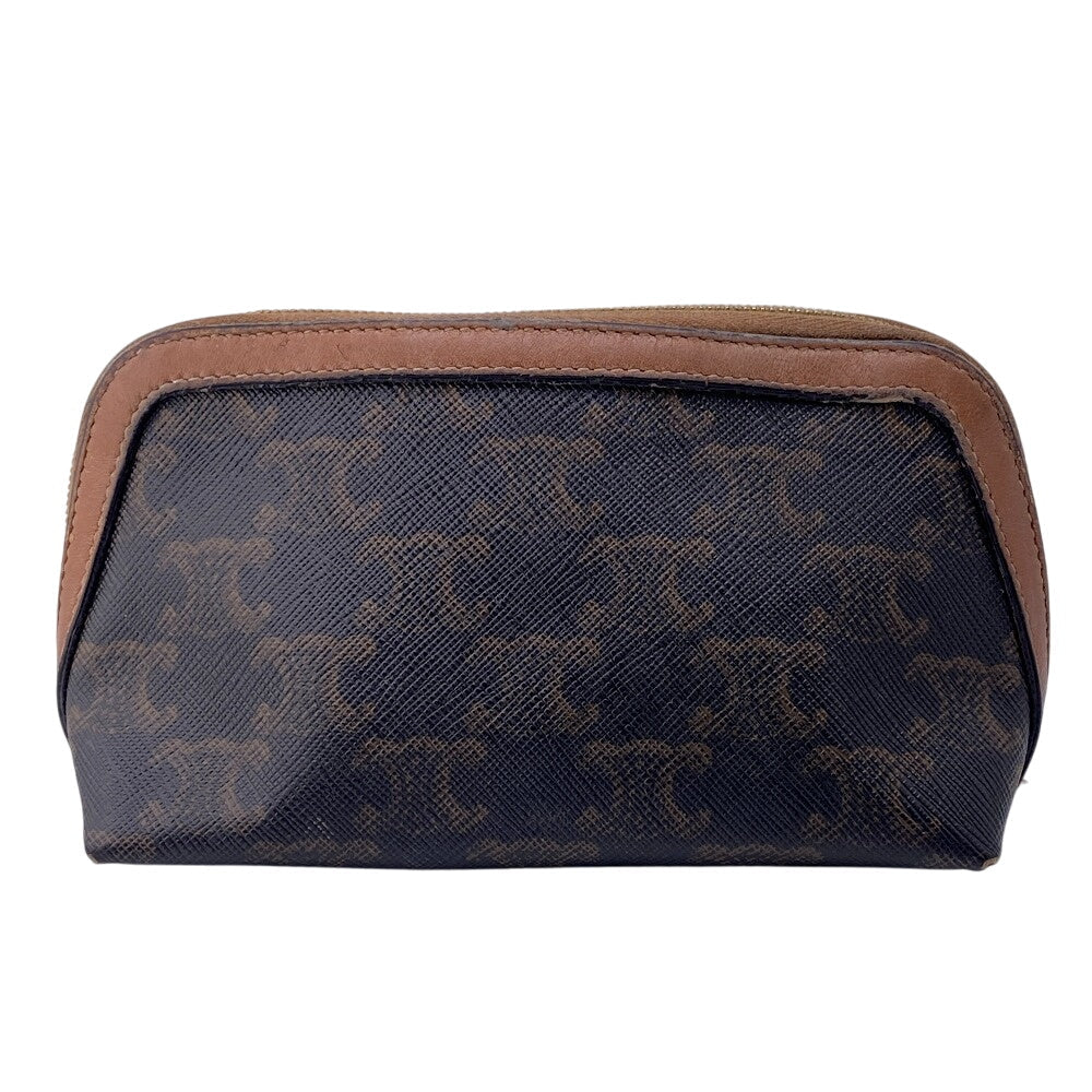 Pouch Macadam Pattern Women Handbag Leather Brown Travel Bag