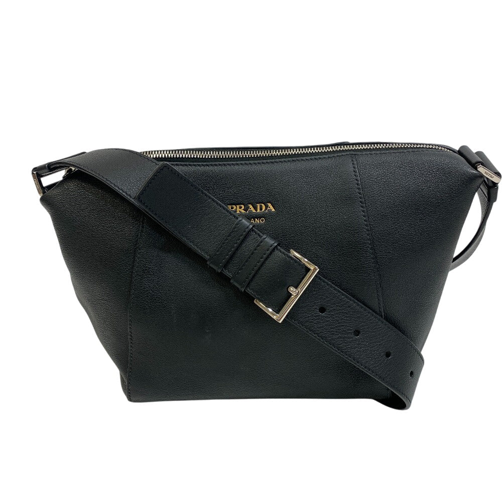 Shoulder Bag Men'S Line Embossed Mens Leather Black